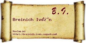 Breinich Iván névjegykártya